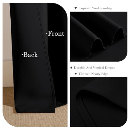 PONY DANCE Blackout Curtains 63 inch Length - Window Covering Panels Thermal Insulated Window Blinds Drapes Light Block Curtain Shades for Bedroom, 42-inch Wide by 63-inch Long, Black, 2 PCs - color: Black, size: 42"W x 63"L (Pack of 2)
