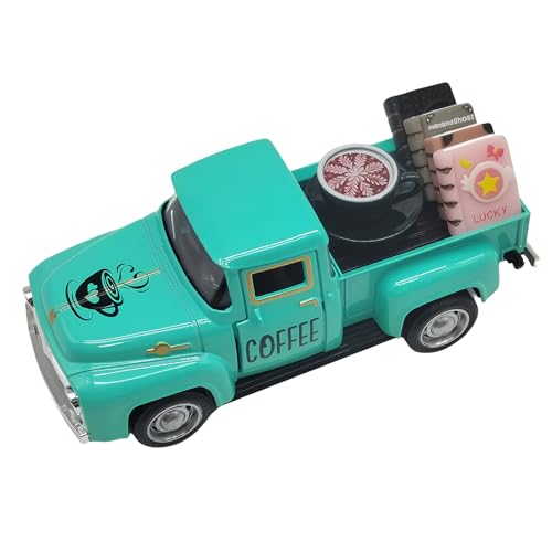Coffee Bar Decor Vintage Mini Metal Truck Decor with Book Accessories for Coffee Station, Farmhouse Tiered Tray Tabletop Decorations for Home Kitchen, Office, Cafe - color: Coffee-blue