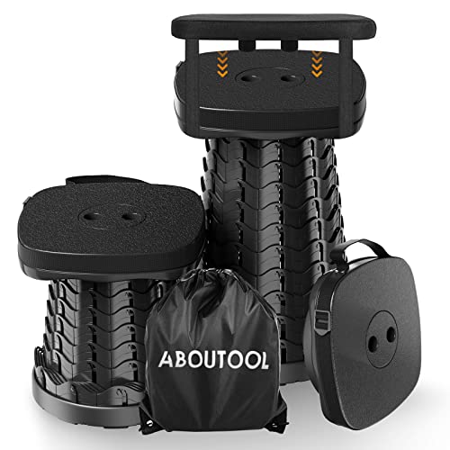 aboutool Collapsible Stool with Soft Removable Cushion & Waterproof Carry Bag - Lightweight Folding Stool, 485lbs Capacity, Portable for Adults, Camping, Fishing, Hiking, Outdoor, Travel - color: Black
