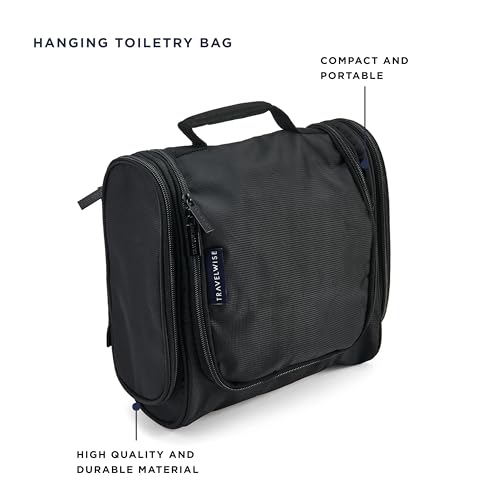 TravelWise Hanging Toiletry Bag, Travel Toiletry Organizer, Black - color: Black