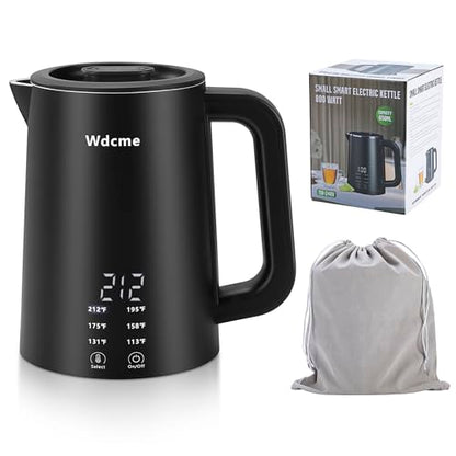 0.6L Small Travel Electric Kettle Portable Smart Tea Coffee Kettle | 800W Rapid Boil,6 Temperature Control,304 Stainless Steel,Dual Voltage 110-240V,12H Keep Warm, Mini Hot Water Boiler
