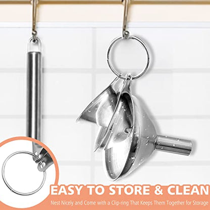 Anaeat Stainless Steel Mini Kitchen Funnel Set, 3 Pack Durable Metal Filling Funnels for Transferring Liquid, Dry ingredients, Cosmetic Lotion, Fluid, Spices, Powder - Food-Grade & High Heat Resistant