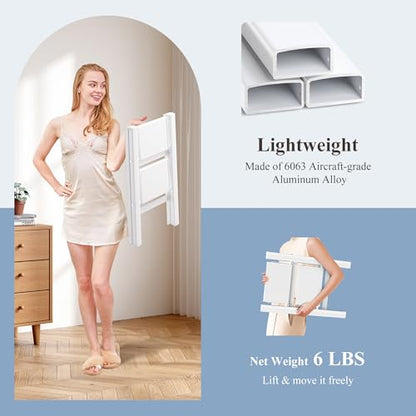 2 Step Ladder, Folding Step Stool with Wider Pedal, Anti-Slip Feet & Non Slip Stripes, Aluminum Sturdy Material, 300Lbs Capacity, Elegant Look of Modern White Better Matches Your Home - color: White, size: 2 Step