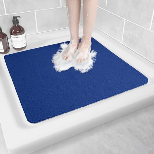Hargiis Non-Slip Bathtub Mat, Anti Slip Shower Mat, Fast Drying Bathtub Mats, Foot Scrubber Mat, Anti Slip Mat for Tub, Floor, Bathroom, Kitchen, Home, Hotel (Navy Blue 24"×24") - color: Navy Blue, size: 24" x 24" (Rectangular)