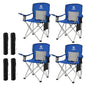 Elevon Camping Chair, Portable Folding Outdoor Chair with Arms, Cup Holder and Carry Bag - color: Blue-4 Pack