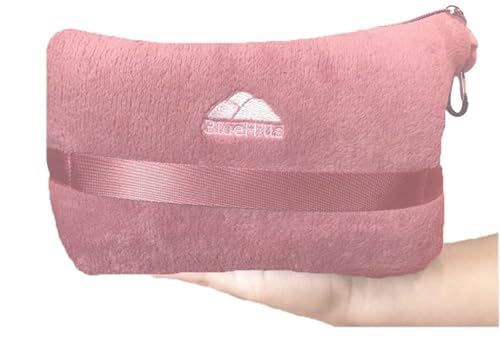 BlueHills Premium Soft Travel Blanket Pillow Compact Mini Airplane Blanket with Portable Pillowcase Long Flights - Dusty Rose Pink M02 - color: Pink-m02
