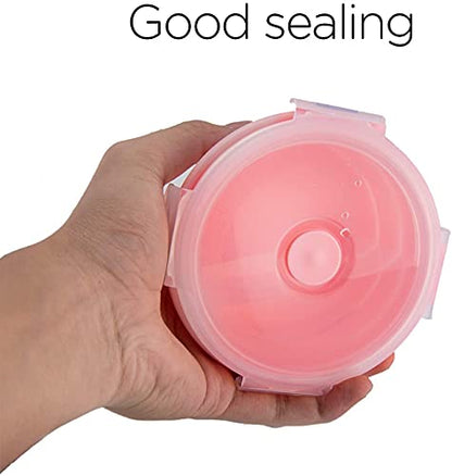 Luter 2 Pieces Collapsible Dog Bowls Silicone Food Water Travel Foldable Bowl with Lids Portable Expandable Pet Feeding Watering Cup Dish for Walking Kennels Camping 350ml (12x12x3cm) (Pink & Blue) - color: Pink & Blue