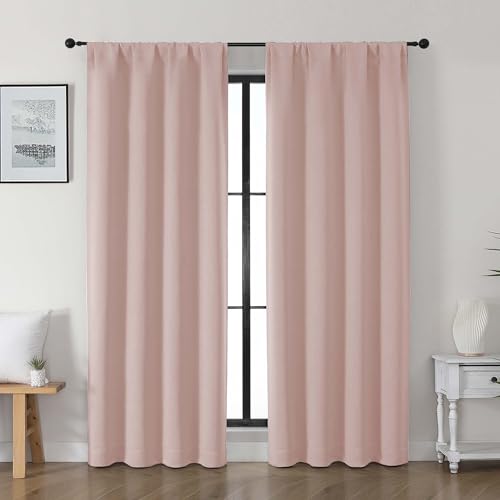Gwine Valentine's Day Blush Pink Blackout Curtains for Living Room 72 inches Long, Noise Reducing Room Darkening Curtains for Bedroom, Farmhouse Decor with Rod Pocket, Each 40" Wx72 L,2PCS - color: Blush Pink, size: 40"W x 72"L (Pack of 2)