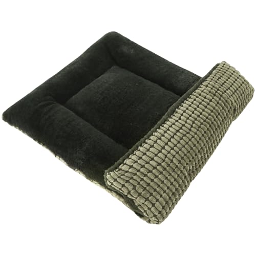 Reversible Dog Bed Mat with Plush and Corn Velvet,Soft Warm Pet Cushion, Dual Purpose Washable Sleeping Mattress Bed for Small Medium Large Dog and Cat XB004 (24"x18", Dark Green) - color: Dark Green, size: 24"x18"