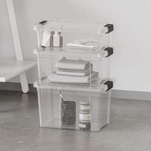 Superio Deep Storage Organizer Bin with Lid X-Deep Small Clear Storage Box with Latch for Home, Kitchen, Garage- Store, Food, Supplies, and Hair Accessories (4.75 Quart) - size: 4.75 Qt