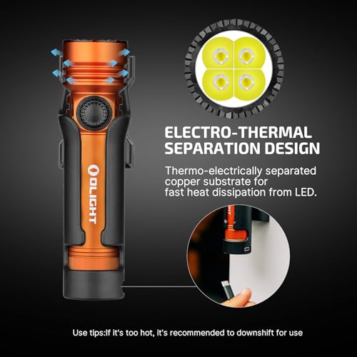 OLIGHT Seeker 4 Pro Rechargeable Flashlights, 4600 Lumens High Powerful Bright Light with USB C Holster, Waterproof IPX8 for Emergencies, Camping, Searching (Orange Cool White) - color: Orange
