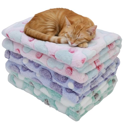 Three Piece Pet Blanket Set for Dogs Cats Soft Comfy Puppy and Kittens Bed Blanket Fluffy Fleece Pets Throw with Cute Patterns (Small 24x16 inch, Colored Heart) - color: Colored Heart, size: Small-24x16 inch