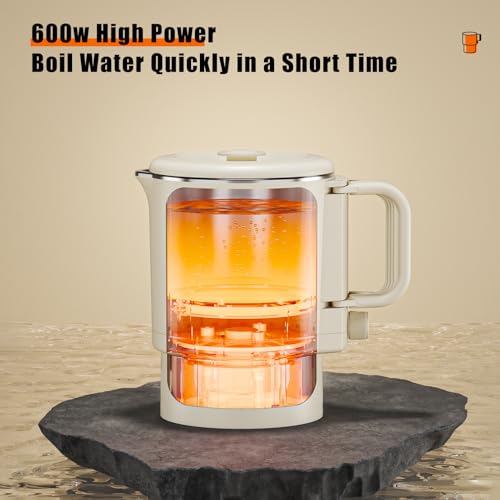 Kawu Collapsible Electric Kettle, 0.9 Qt Portable Hot Water Kettle, 600W | Travel Water Boiler with Stainless Steel Inner, 2 Heating Modes, Small Electric Tea Kettle for Camping Home Office