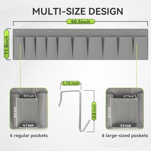RVMATE RV Shoe Storage Organizer - Hanging Bedside Pockets for Shoes, Boots, and Accessories - Grey, 10 Pockets