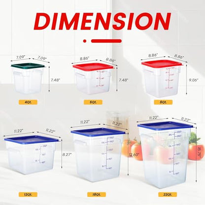 4 Pack Clear Food Storage Containers with Lids and Handles Polycarbonate Square Commercial Food Containers, NSF (8Qt) - color: 8Qt
