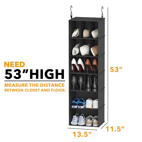 SpaceAid 2 Pack Hanging Closet Organizer and Storage with Dividers, 24 Compartments Hanging Shoe Shelves for Closet, Wardrobe, RV, Garment Rack - Black - color: Black