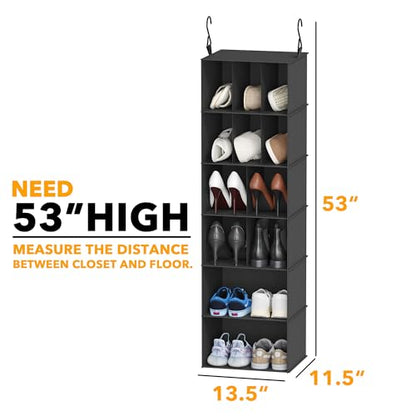 SpaceAid 2 Pack Hanging Closet Organizer and Storage with Dividers, 24 Compartments Hanging Shoe Shelves for Closet, Wardrobe, RV, Garment Rack - Black - color: Black