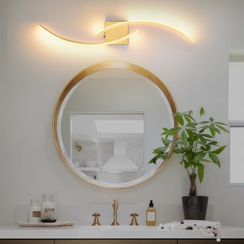 Battery Operated Wall Sconce Set of two, 3000K-6000K LED Dimmable Battery Wall Sconces with Remote Control, USB Rechargeable 31.4 inch gold Wireless Wall Lights for Living Room, Bedroom, Staircases