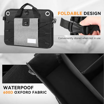 Auto Dynasty Collapsible Car Trunk Organizer, Grey Foldable Cargo Storage Container with Water Resistant Fabric for Car Accessories, SUV, Van, Tools, 2 Compartments