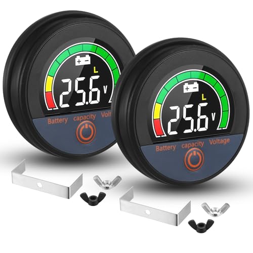 Relaxweex 2 Set 12V 24V 48V 60V 84V Battery Monitor with Alarm LCD Digital Display Golf Cart Battery Meter Battery Voltage Meter Battery Capacity Voltmeter for Car Motorcycle Truck Boat RV