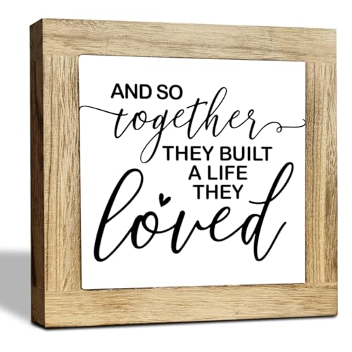 JXZOLQ Together They Built A Life They Loved Sign, Home Love Signs Decorations, Farmhouse Homes Decor Sign for Shelf, Living Room Decors, Rustic Home Decor, Housewarming Gift - color: Decorate 5