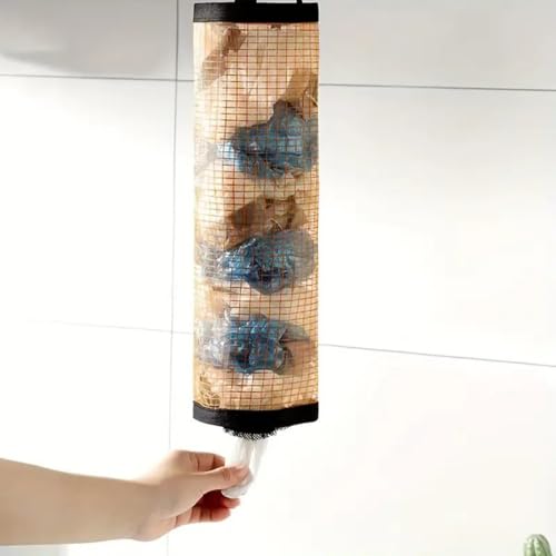 2PCS Kitchen Storage Hanging Bag - Mesh Foldable Breathable Disposable Shoe Cover & Trash Bag Organizer - BLACK