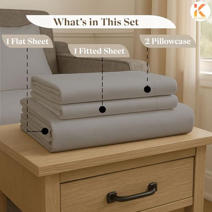 Soft & Luxurious Queen Sleeper Sofa Bed Sheet Set - Premium Quality 100% Cotton Sheets, 4-Piece Solid Bedding Sets, Fits RV & Sofabed Mattresses up to 8" Deep, Light Grey - color: 03-light Grey, size: Queen 8" Deep