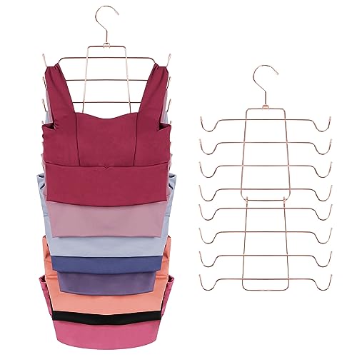 ZEDODIER Tank Top Hanger Space Saving, Bra Hangers for Closet Organizer, Hanging Bra Organizer Tank Tops Holder with 8 Hooks, Closet Organizers and Storage Small Space Solutions, Rose Gold - color: Rose Gold, size: 1 Pack