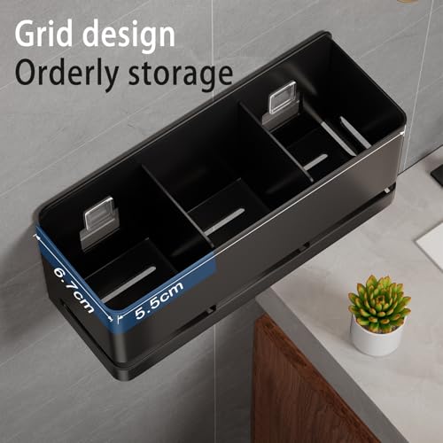 Aluminum Electric Toothbrush Holder - Bathroom Wall Mounted Toothbrush Holder (Black, Three Slot) - size: Three slot