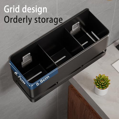 Aluminum Electric Toothbrush Holder - Bathroom Wall Mounted Toothbrush Holder (Black, Three Slot) - size: Three slot