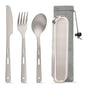 Pure Titanium Travel Utensils with Case, Ultra-Light Ti Portable Champing Essential Cutlery Set, Knife Fork Spoon Reusable Flatware Sets for Camping Picnic Outdoor Hiking, Lunch Box for Men