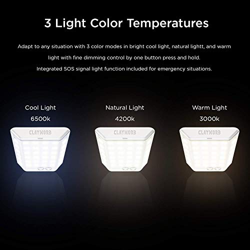 CLAYMORE 3Face Mini (Light Gray) - Lightweight and Portable LED Area Light for Outdoors, Camping, Tent, Emergency, and Industrial Use. Rechargeable Lantern with USB-C, Up to 60 Hours Battery Life. - style: Light Gray (3Face)