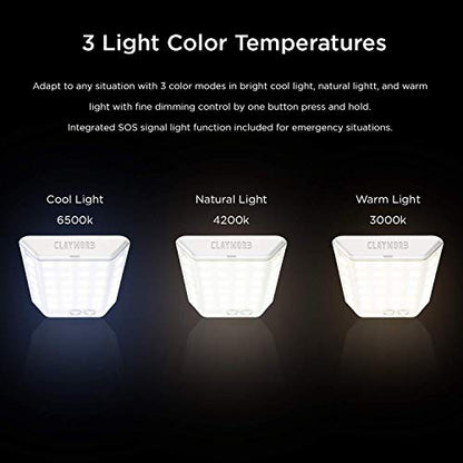 CLAYMORE 3Face Mini (Light Gray) - Lightweight and Portable LED Area Light for Outdoors, Camping, Tent, Emergency, and Industrial Use. Rechargeable Lantern with USB-C, Up to 60 Hours Battery Life. - style: Light Gray (3Face)