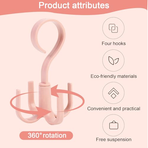 Generic 360-Degree Rotating Wall Hook, Multi-Purpose, Pink, Plastic, Modern, No-Drill, Adhesive, Closet, Kitchen, Bathroom, Bedroom - color: Pink