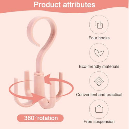 Generic 360-Degree Rotating Wall Hook, Multi-Purpose, Pink, Plastic, Modern, No-Drill, Adhesive, Closet, Kitchen, Bathroom, Bedroom - color: Pink