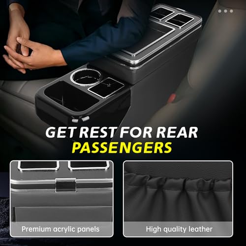 Universal Center Console Organizer for VW T5 T6, Peugeot Traveller, Mercedes, Opel, Toyota - Between Seats Storage Box with Sliding Compartment, Cup Holders and Phone Slot, Black - color: Black