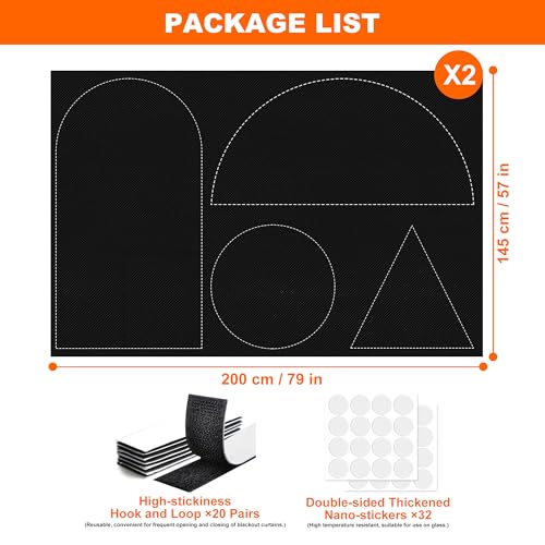 Blackout Curtains for Bedroom 2 Pack 79"x57" Portable Window Blinds Cover Adhesive Thermal Blackout Blinds No Drill Guard Blind Window Shades Temporary Room Darkening Shades for Skylight RV Dorm - size: 79"W x 57"H (Pack of 2)