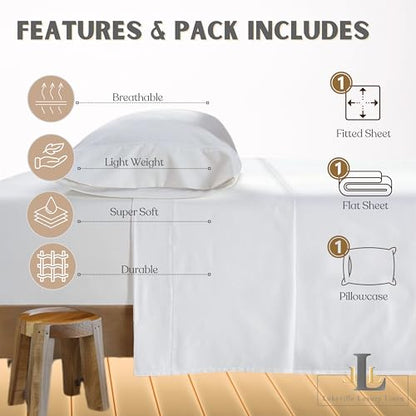Lukeville Luxury Linen 3-Piece Cot Sheet Set - 25" x 75" x 9" - White Solid - color: White, size: Cot Sheet 25"x 75"
