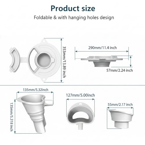 3-Piece Set: Silicone Flour Funnel & Bowl Cover for KitchenAid Mixer 4.5-5 Qt Tilt-Head, Splash Guard Lid with Foldable Measuring Cup for Dough Proofing & Mixing, KitchenAid Mixer Accessori (White） - color: White