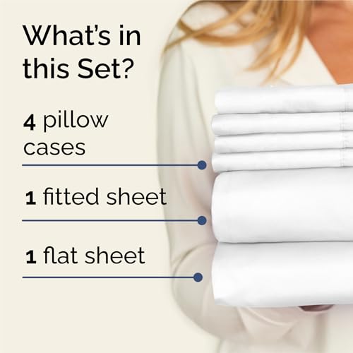 King 6 Piece Sheet Set - Comfy Breathable & Cooling - Ultra Soft Hotel Luxury Bedding Set with 8-16 Inch Deep Pockets - 1 Flat & 1 Fitted Sheet & 4 Pillowcases - Cozy, Wrinkle Free & Easy Care - White - color: 01 - White, size: King
