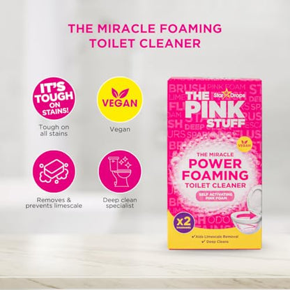 Stardrops The Pink Stuff Miracle Power Foaming Toilet Cleaner – Self-Activating Formula for Deep Cleaning, Stain Removal, and a Fresh Shine – Bathroom Essential - size: 7 Ounce (Pack of 3)
