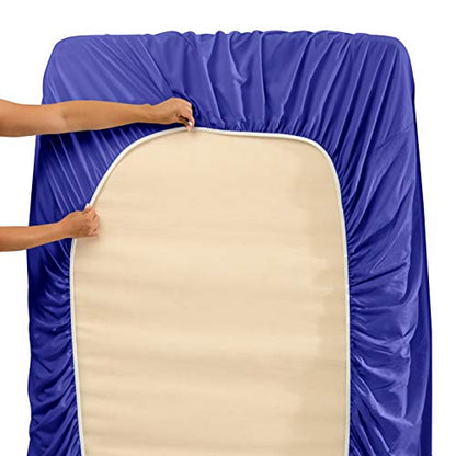 Hearth & Harbor Twin Size Sheets - 3 Piece Bed Sheet Set, Hotel Luxury Double Brushed Bed Sheets - Extra Soft Bedding Sheets & Pillowcases, Twin, Royal Blue - color: Royal Blue, size: Twin