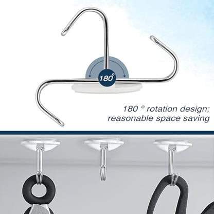 24pcs Round Plastic Hooks - Small Self Stick Hooks for Hanging, White, Waterproof & Oil Proof for Kitchen Utensils