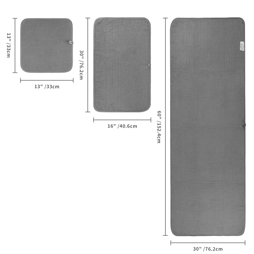 POLYTE 430 GSM Microfiber Quick Dry Lint Free Oversize Bath Towel Set, 6 Piece (Waffle Weave) - color: Gray