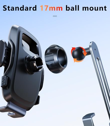 Universal 17mm Ball Mount Phone Holder Clamp for Car Mount Replace [Dual Head Screen Phone Holder Clip Head Accessory] - color: Black