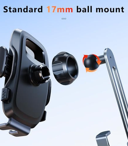 Universal 17mm Ball Mount Phone Holder Clamp for Car Mount Replace [Dual Head Screen Phone Holder Clip Head Accessory] - color: Black