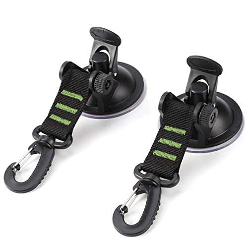 4PCS Heavy Duty Suction Cups with Hooks, Car Camping Tie Down Tarp Accessory, Strong Power Viscous Silicone and Securing Hook, Universal for Car Awning, Boat, Camping Trap (Green) - color: Green