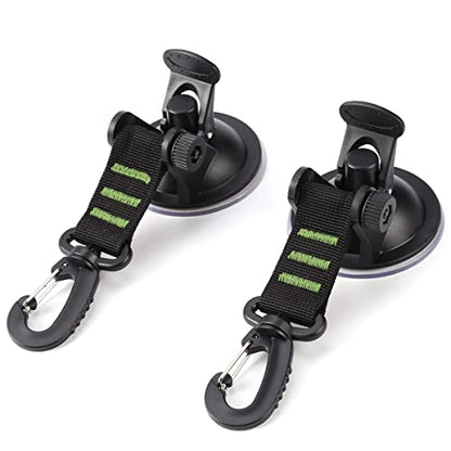 4PCS Heavy Duty Suction Cups with Hooks, Car Camping Tie Down Tarp Accessory, Strong Power Viscous Silicone and Securing Hook, Universal for Car Awning, Boat, Camping Trap (Green) - color: Green
