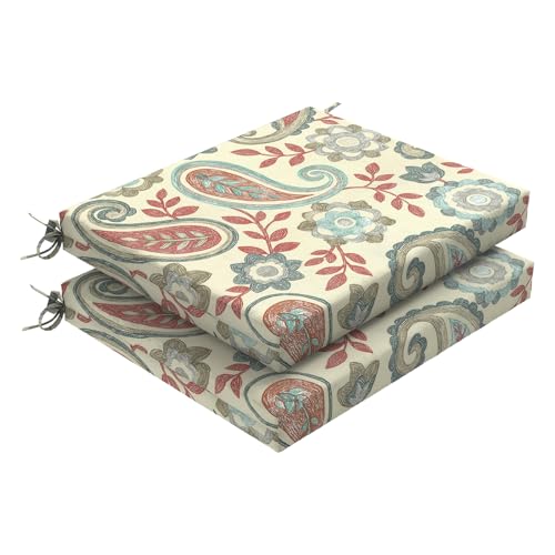 DYTXIII Set of 2 Outdoor Chair Cushions, Water Resistant 18.5"x16"x2" Square Seat Cushion for Patio Dining Chairs, High-Density Replacement Pads for Indoor Outdoor Furniture - Paisley Vintage - color: Paisley Vintage, size: Set of 2
