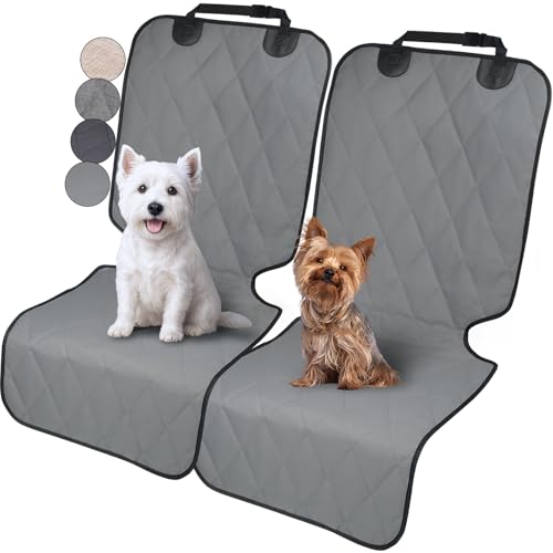 VIVAGLORY Dog Front Seat Cover Seatflex Car Seat Protector for Dog, Car Cover for Pet, Front Single Bucket Captain Chair Protector, Standard, Grey, 2Pack - color: Grey, size: 2Pack Standard (width 20")